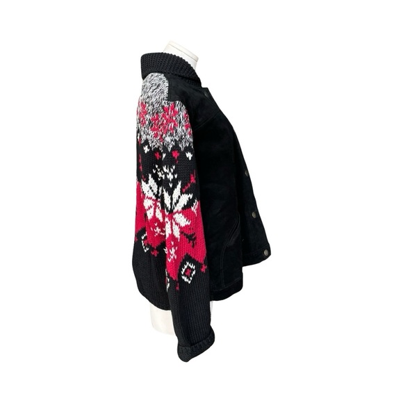 Vintage Y2K Cold Water Creek Nordic Winter Holiday Suede Jacket Sweater - XL - Picture 6 of 7